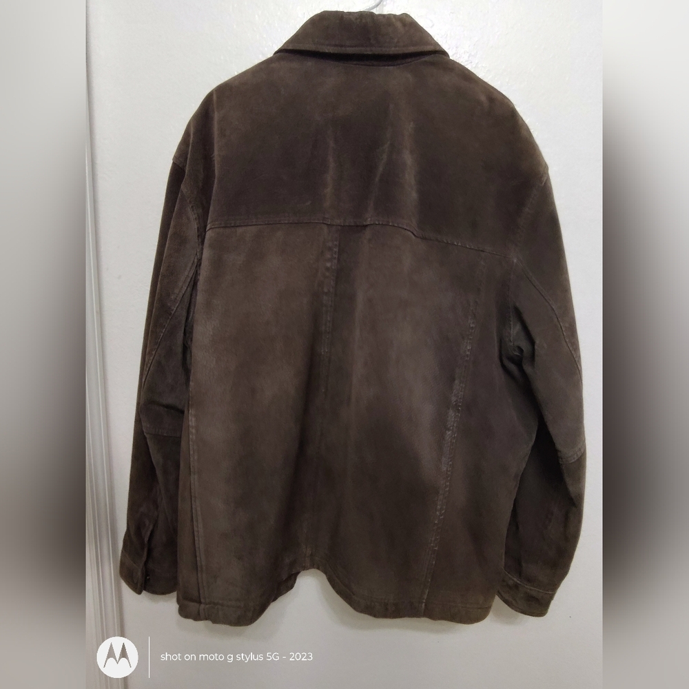 Vintage 90s Men's Dockers Brown Faded Leather Pilot Jacket Western Niker Sz XXL - Picture 2 of 11